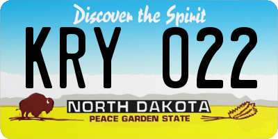 ND license plate KRY022