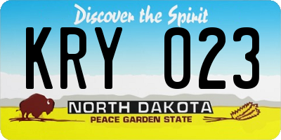 ND license plate KRY023