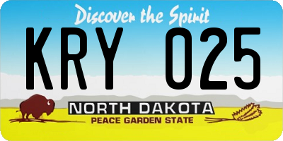 ND license plate KRY025