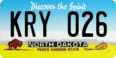 ND license plate KRY026