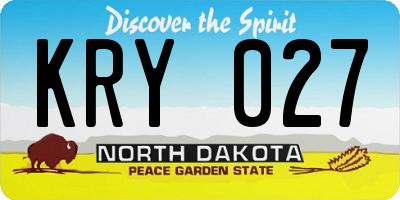 ND license plate KRY027