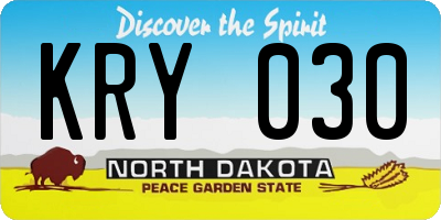 ND license plate KRY030
