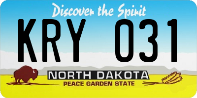 ND license plate KRY031