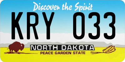 ND license plate KRY033