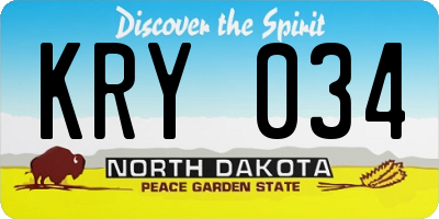 ND license plate KRY034