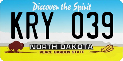 ND license plate KRY039