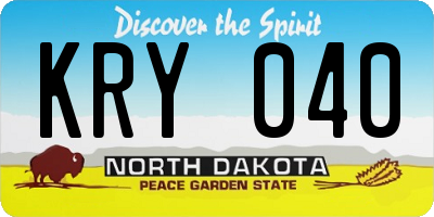 ND license plate KRY040