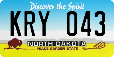 ND license plate KRY043