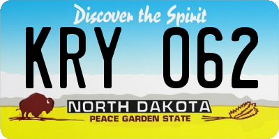 ND license plate KRY062