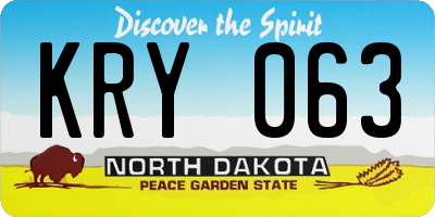 ND license plate KRY063