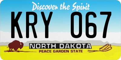 ND license plate KRY067