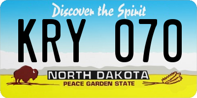 ND license plate KRY070