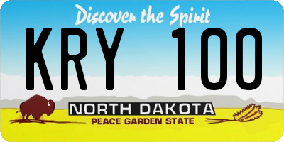 ND license plate KRY100