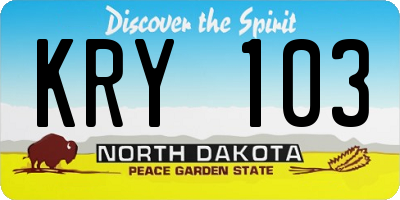 ND license plate KRY103