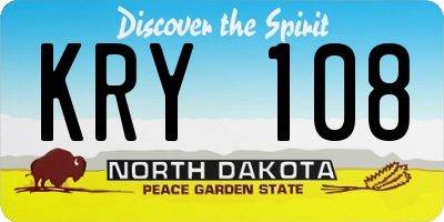 ND license plate KRY108
