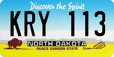 ND license plate KRY113