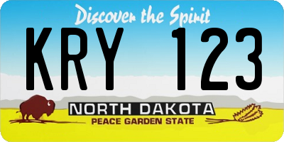 ND license plate KRY123