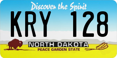 ND license plate KRY128