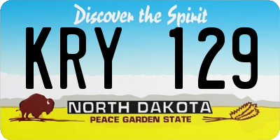 ND license plate KRY129