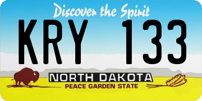 ND license plate KRY133