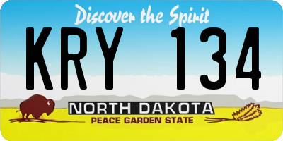 ND license plate KRY134