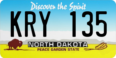 ND license plate KRY135