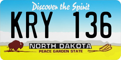 ND license plate KRY136