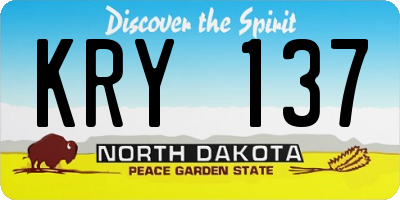 ND license plate KRY137