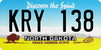 ND license plate KRY138
