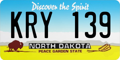ND license plate KRY139