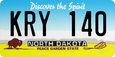 ND license plate KRY140