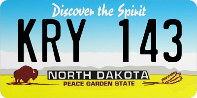 ND license plate KRY143