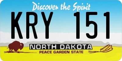 ND license plate KRY151