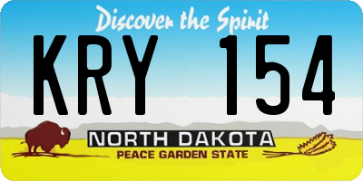 ND license plate KRY154