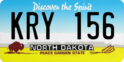 ND license plate KRY156