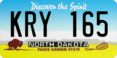 ND license plate KRY165