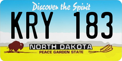 ND license plate KRY183