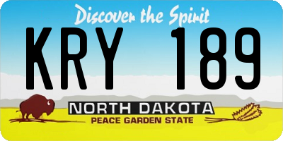 ND license plate KRY189