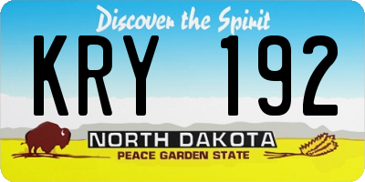 ND license plate KRY192