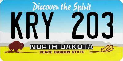 ND license plate KRY203