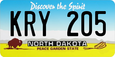 ND license plate KRY205