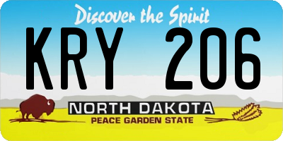 ND license plate KRY206