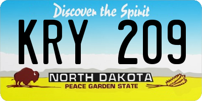 ND license plate KRY209