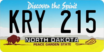ND license plate KRY215