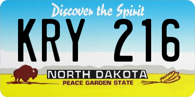 ND license plate KRY216