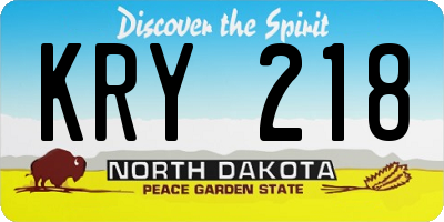 ND license plate KRY218