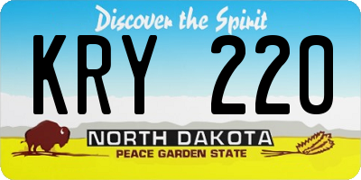 ND license plate KRY220