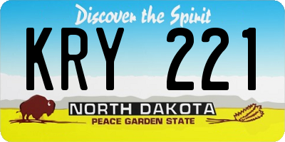 ND license plate KRY221