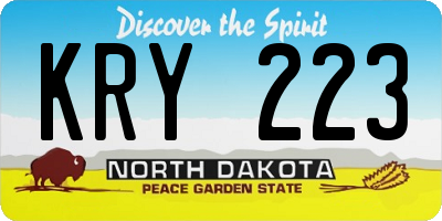 ND license plate KRY223