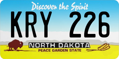 ND license plate KRY226